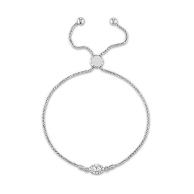 Forever Connected 0.20 CT. T.W. Diamond Oval-Shaped Frame Bolo Bracelet in 10K White Gold - 9.5"