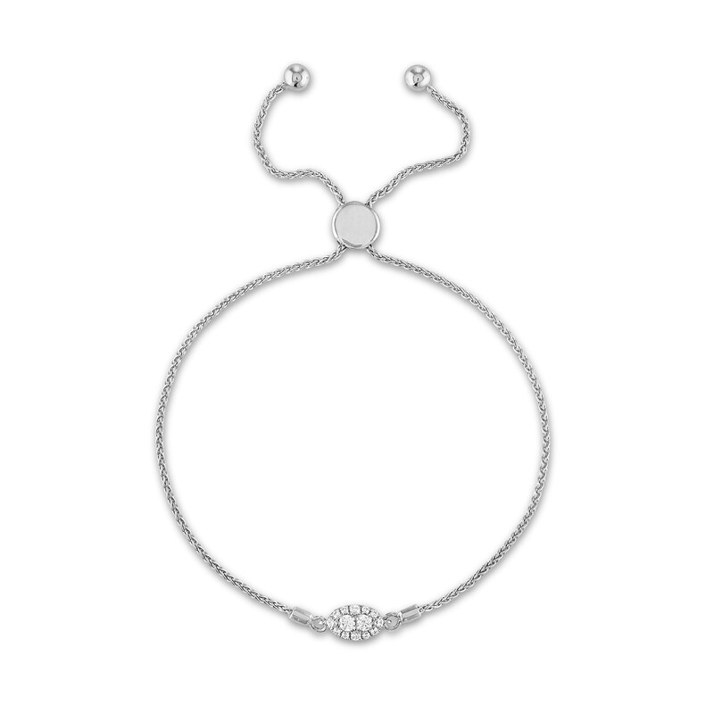 Forever Connected 0.20 CT. T.W. Diamond Oval-Shaped Frame Bolo Bracelet in 10K White Gold - 9.5"