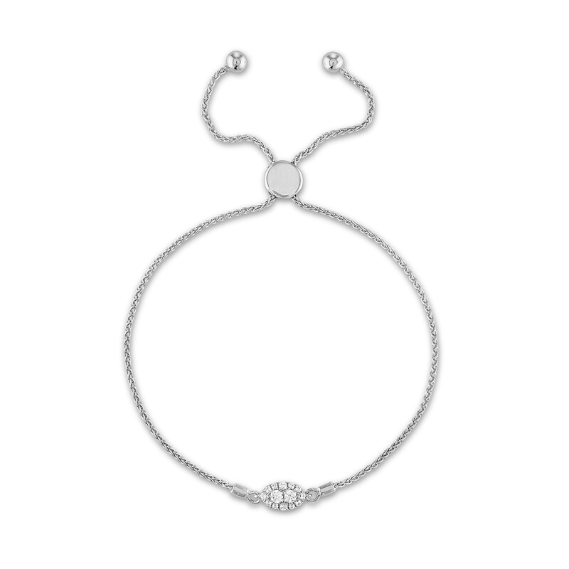 Forever Connected 0.20 CT. T.W. Diamond Oval-Shaped Frame Bolo Bracelet in 10K White Gold - 9.5"