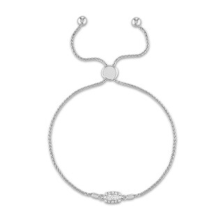 Forever Connected 0.20 CT. T.W. Princess-Cut Diamond Rectangular Frame Bolo Bracelet in 10K White Gold – 9.5"
