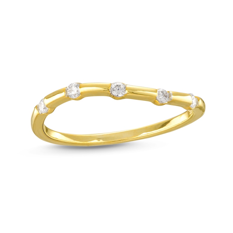 0.085 CT. T.W. Diamond Wave Five Stone Anniversary Band in 10K Gold