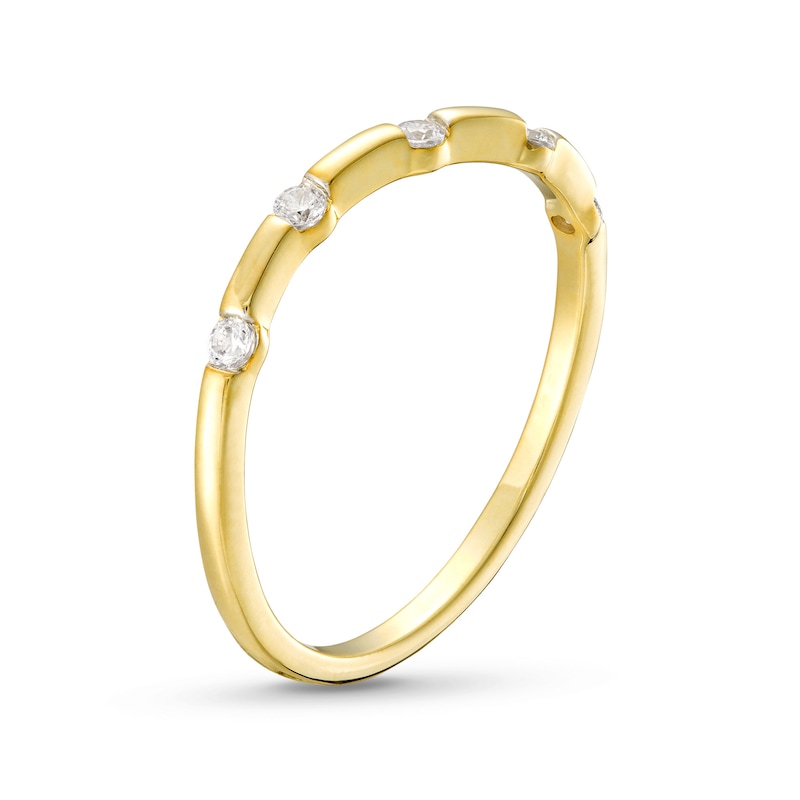 0.085 CT. T.W. Diamond Wave Five Stone Anniversary Band in 10K Gold