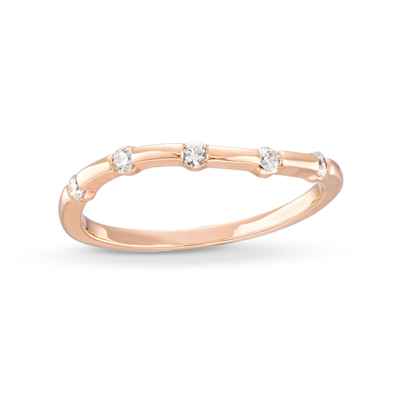 0.085 CT. T.W. Diamond Wave Five Stone Anniversary Band in 10K Rose Gold|Peoples Jewellers