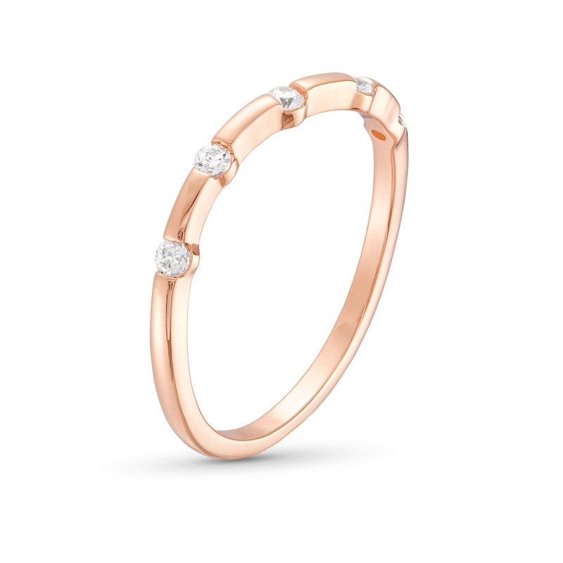 0.085 CT. T.W. Diamond Wave Five Stone Anniversary Band in 10K Rose Gold
