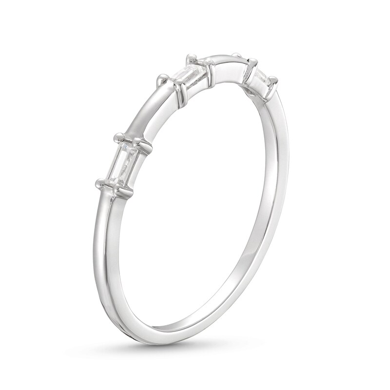 Main Image 3 of 0.085 CT. T.W. Baguette Diamond Three Stone Anniversary Band in 10K White Gold