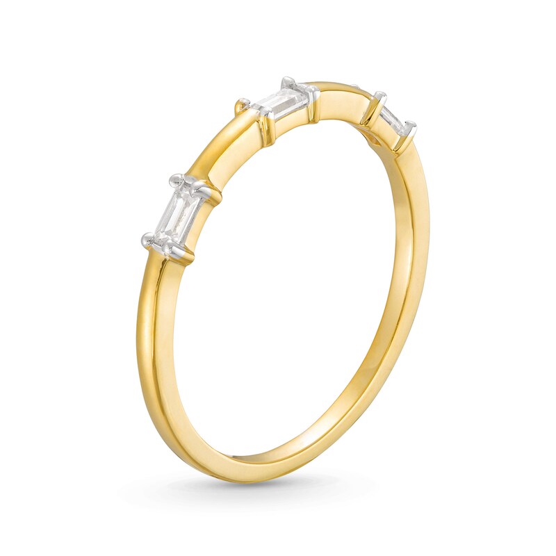 0.085 CT. T.W. Baguette Diamond Three Stone Anniversary Band in 10K Gold