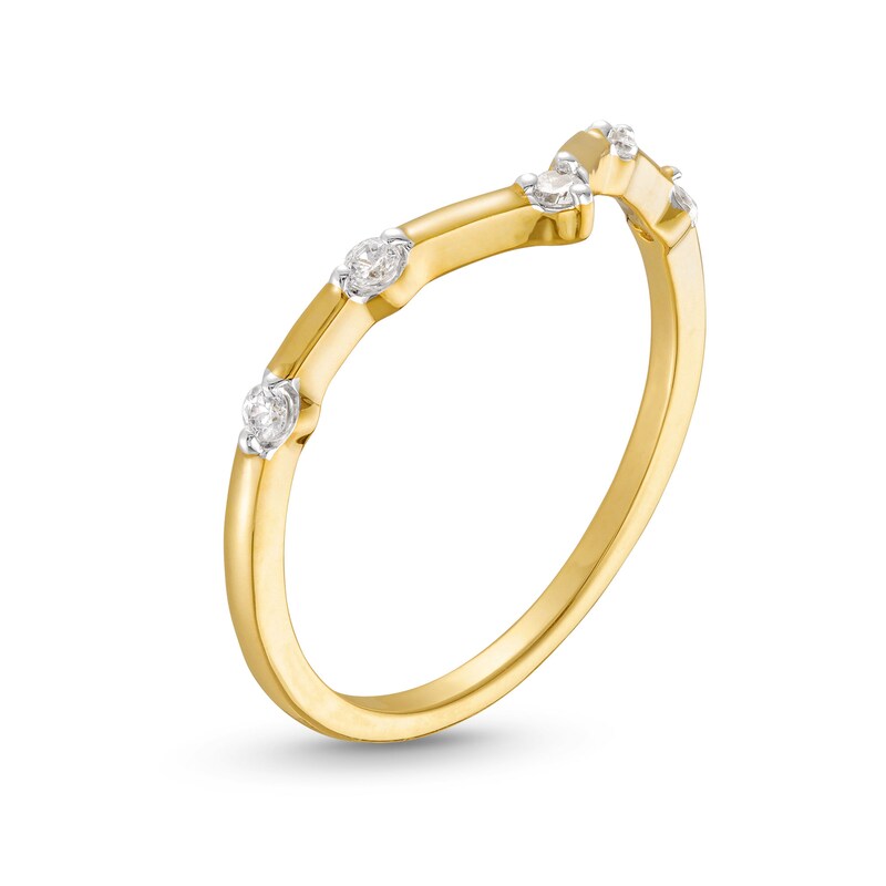 Main Image 3 of 0.085 CT. T.W. Diamond Chevron Five Stone Anniversary Band in 10K Gold