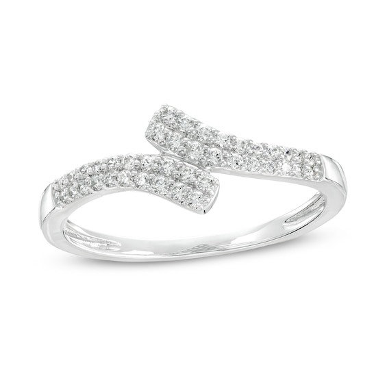 0.23 CT. T.W. Diamond Double Row Bypass Anniversary Band in 10K White Gold