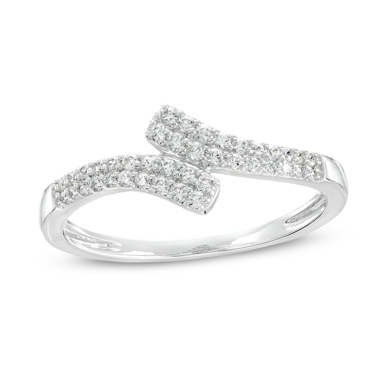 0.23 CT. T.W. Diamond Double Row Bypass Anniversary Band in 10K White Gold