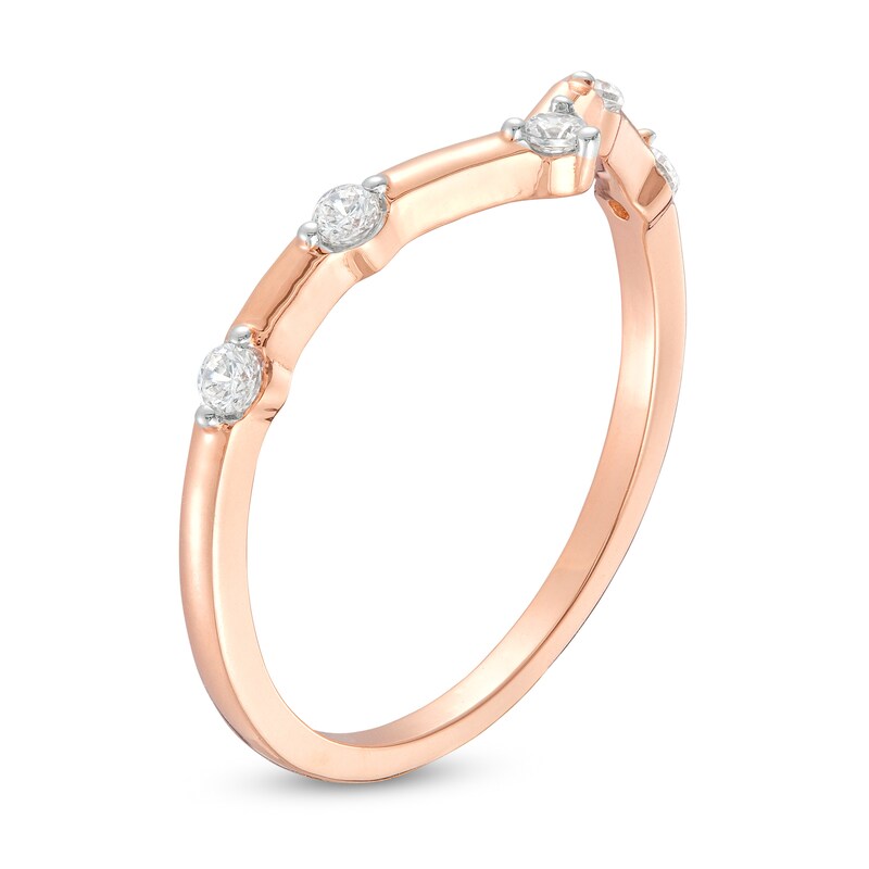 0.085 CT. T.W. Diamond Chevron Five Stone Anniversary Band in 10K Rose Gold