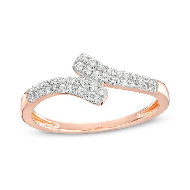 0.23 CT. T.W. Diamond Double Row Bypass Anniversary Band in 10K Rose Gold