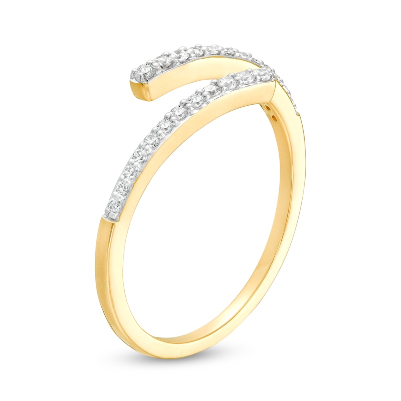 Main Image 3 of 0.145 CT. T.W. Diamond Graduated Slant Bypass Anniversary Band in 10K Gold