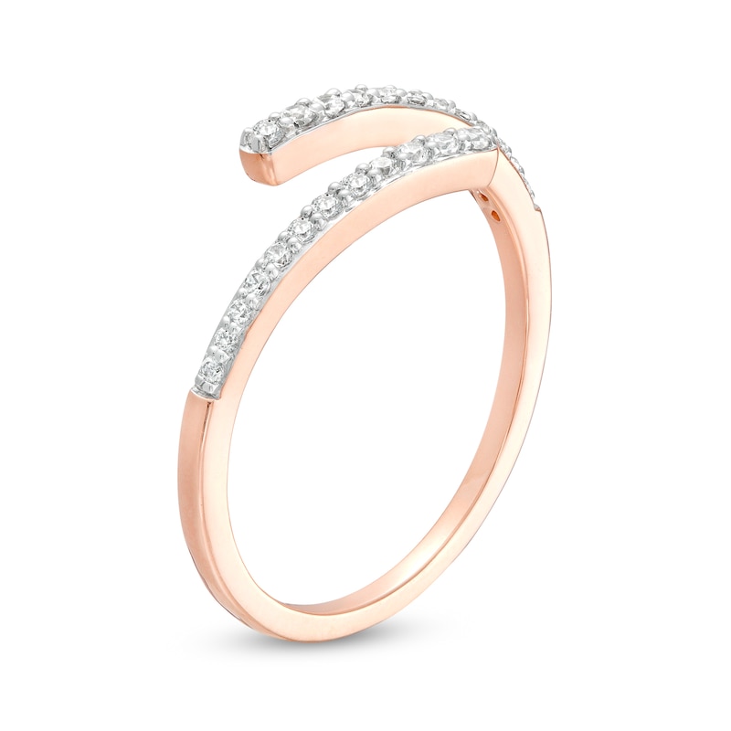 Main Image 3 of 0.145 CT. T.W. Diamond Graduated Slant Bypass Anniversary Band in 10K Rose Gold