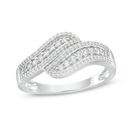 0.29 CT. T.W. Diamond Wave Triple Row Anniversary Band in 10K White Gold