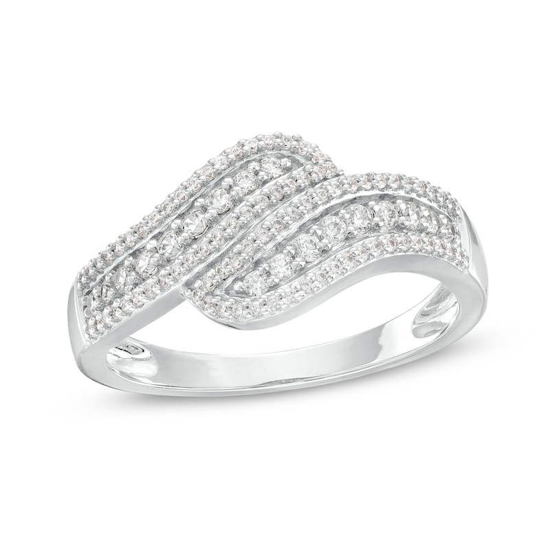 0.29 CT. T.W. Diamond Wave Triple Row Anniversary Band in 10K White Gold