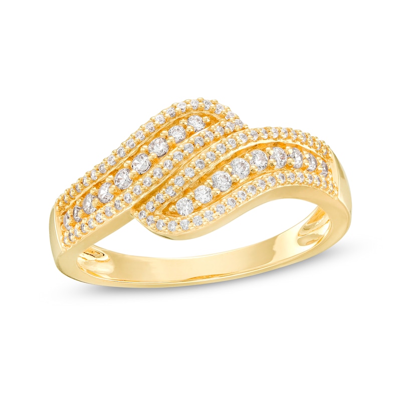 0.29 CT. T.W. Diamond Wave Triple Row Anniversary Band in 10K Gold