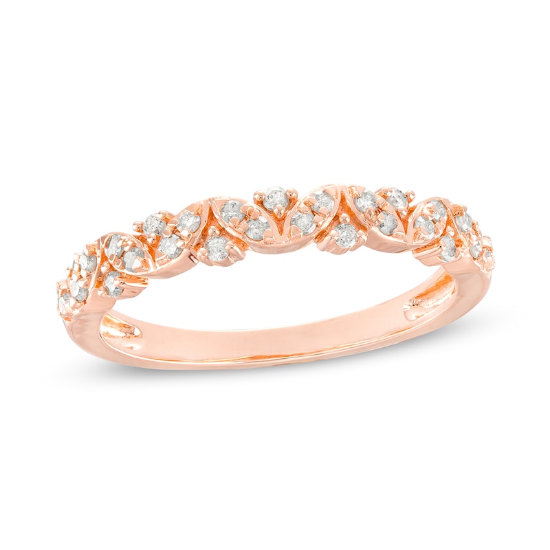 Main Image 1 of 0.23 CT. T.W. Marquise-Shaped Multi-Diamond Alternating Anniversary Band in 10K Rose Gold