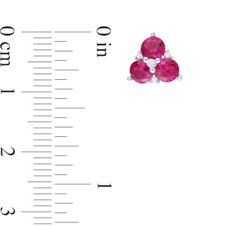 4.5mm Lab-Created Ruby and White Lab-Created Sapphire Trio Pendant and Stud Earrings Set in Sterling Silver