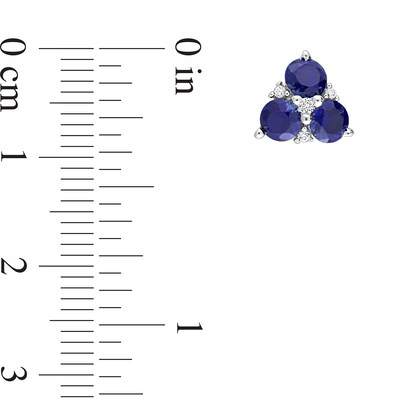 4.5mm Blue and White Lab-Created Sapphire Trio Pendant and Stud Earrings Set in Sterling Silver