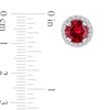 8.0mm Lab-Created Ruby and White Lab-Created Sapphire Frame Pendant and Stud Earrings Set in Sterling Silver