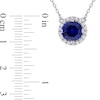 8.0mm and White Lab-Created Sapphire Frame Pendant and Stud Earrings Set in Sterling Silver