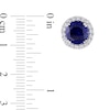 8.0mm and White Lab-Created Sapphire Frame Pendant and Stud Earrings Set in Sterling Silver