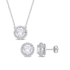 Thumbnail Image 1 of 8.0mm White Lab-Created Sapphire Frame Pendant and Stud Earrings Set in Sterling Silver