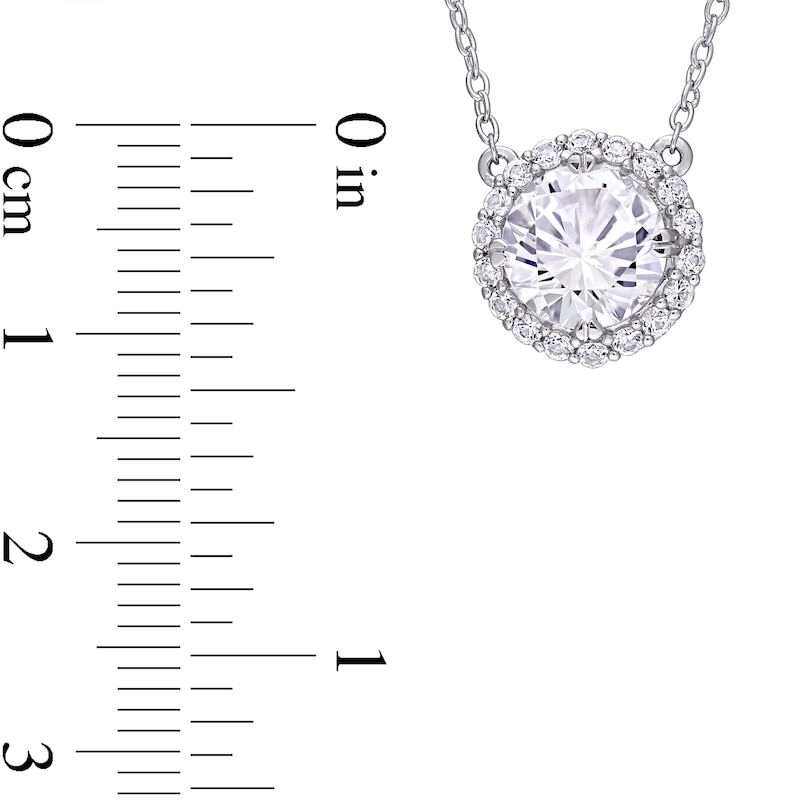 Main Image 5 of 8.0mm White Lab-Created Sapphire Frame Pendant and Stud Earrings Set in Sterling Silver