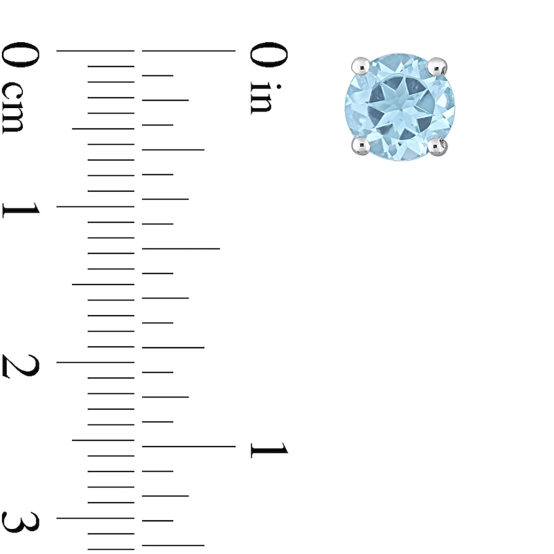 Main Image 4 of 7.0mm Sky Blue Topaz Solitaire Pendant and Stud Earrings Set in Sterling Silver
