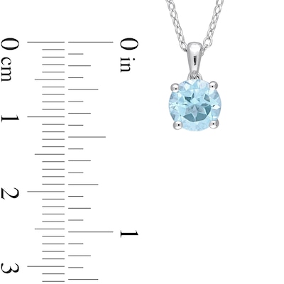 7.0mm Sky Blue Topaz Solitaire Pendant and Stud Earrings Set in Sterling Silver