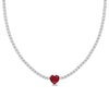 Thumbnail Image 0 of 10.0mm Heart-Shaped Lab-Created Ruby and White Lab-Created Sapphire Necklace in Sterling Silver – 15"