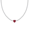 10.0mm Heart-Shaped Lab-Created Ruby and White Lab-Created Sapphire Necklace in Sterling Silver – 15"
