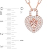 Thumbnail Image 2 of 6.0mm Heart-Shaped Morganite and White Topaz Double Frame Heart Lock Necklace in Sterling Silver with Rose Rhodium