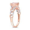 Thumbnail Image 3 of 7.0mm Cushion-Cut Morganite and 0.11 CT. T.W. Diamond Chain Link Shank Ring in 10K Rose Gold