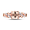 Thumbnail Image 4 of 7.0mm Cushion-Cut Morganite and 0.11 CT. T.W. Diamond Chain Link Shank Ring in 10K Rose Gold