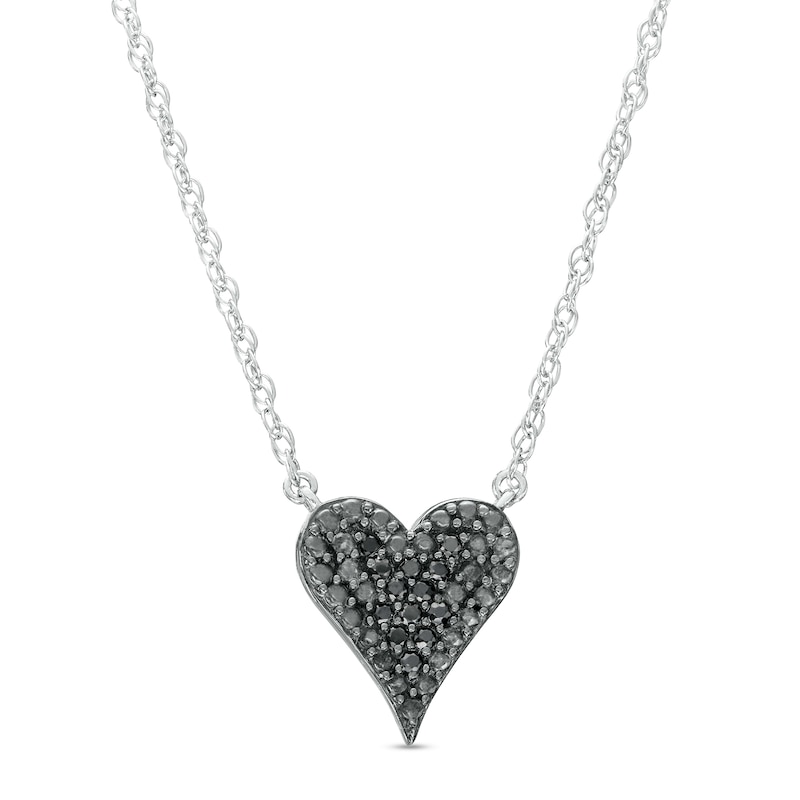 0.07 CT. T.W. Black Multi-Diamond Heart Necklace in Sterling Silver
