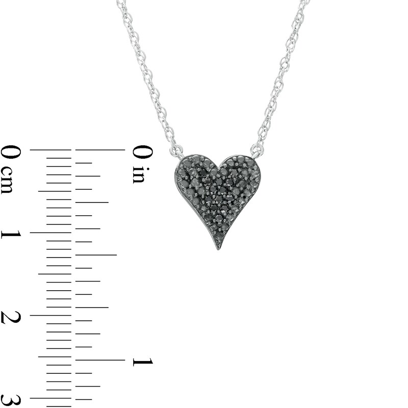 Main Image 3 of 0.07 CT. T.W. Black Multi-Diamond Heart Necklace in Sterling Silver