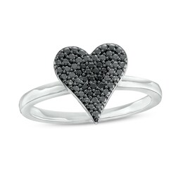0.07 CT. T.W. Black Multi-Diamond Heart Ring in Sterling Silver