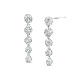 0.50 CT. T.W. Multi-Diamond Graduated Drop Earrings in 10K White Gold