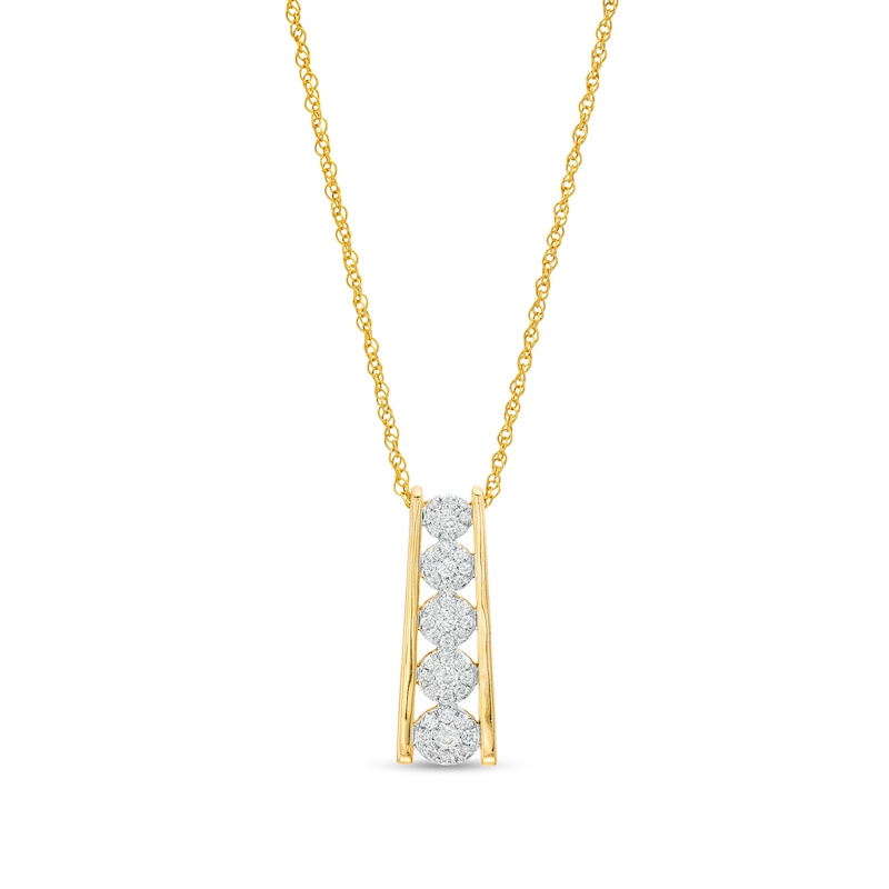 0.25 CT. T.W. Multi-Diamond Graduated Five Stone Pendant in 10K Gold|Peoples Jewellers