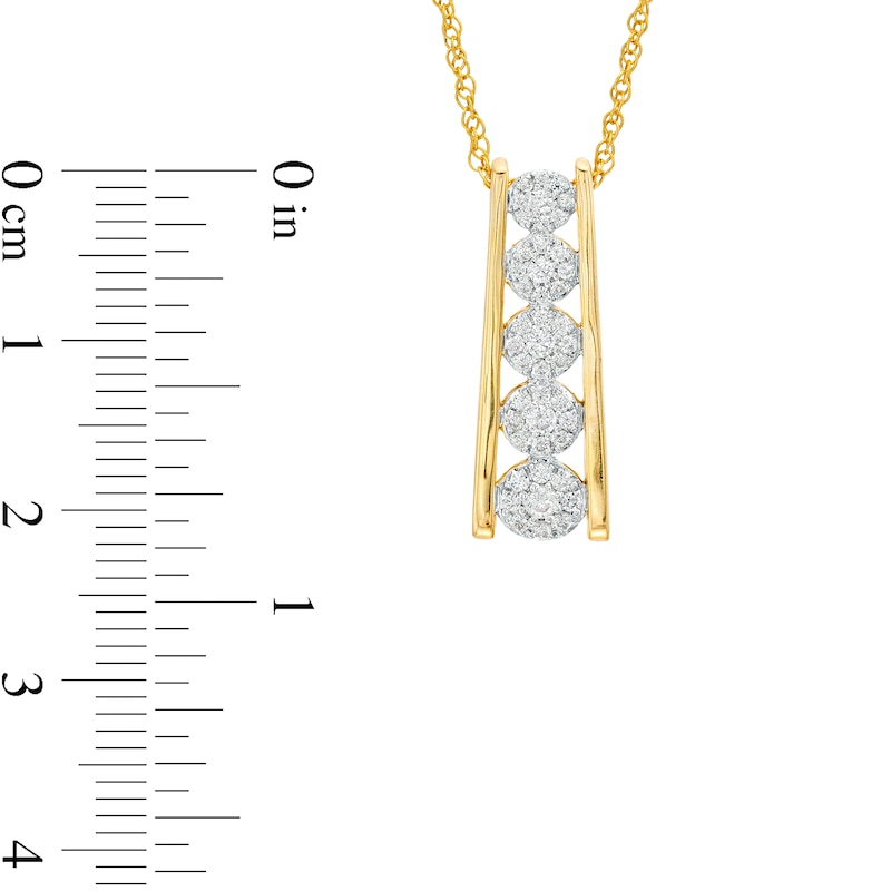0.25 CT. T.W. Multi-Diamond Graduated Five Stone Pendant in 10K Gold
