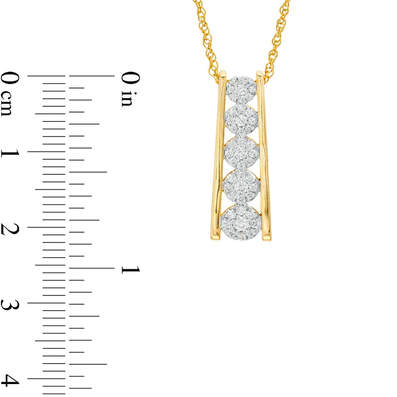 0.25 CT. T.W. Multi-Diamond Graduated Five Stone Pendant in 10K Gold