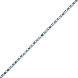 2.73 CT. T.W. Blue and White Diamond Alternating Tennis Bracelet in Sterling Silver