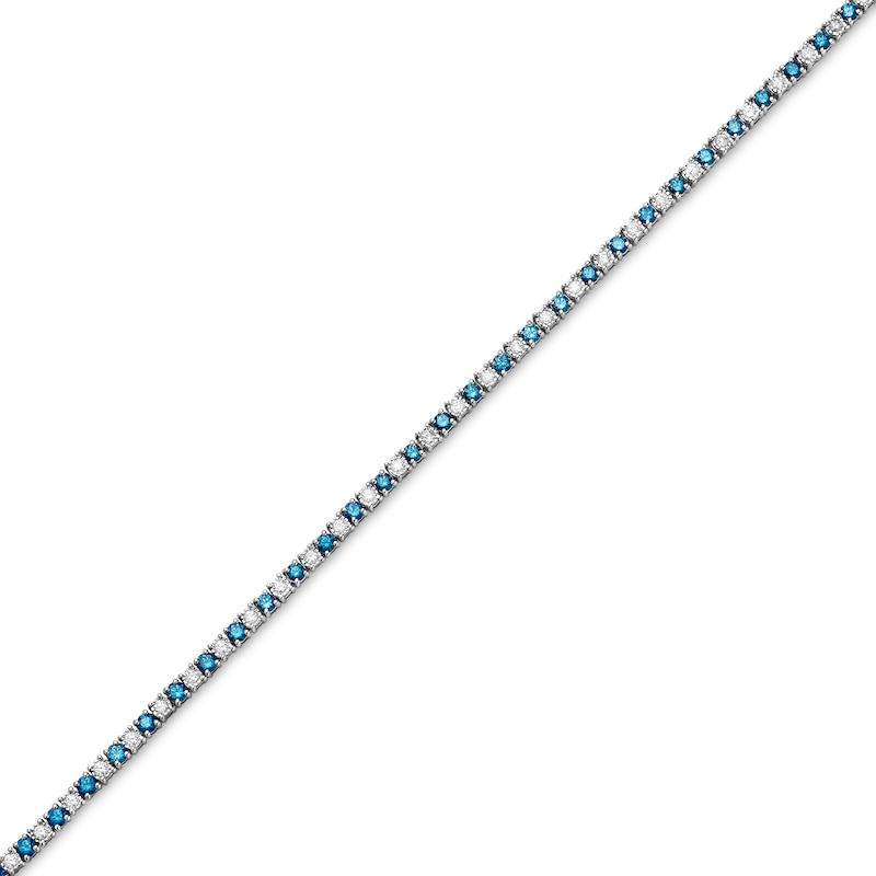 Main Image 1 of 2.73 CT. T.W. Blue and White Diamond Alternating Tennis Bracelet in Sterling Silver