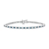 Thumbnail Image 2 of 2.73 CT. T.W. Blue and White Diamond Alternating Tennis Bracelet in Sterling Silver