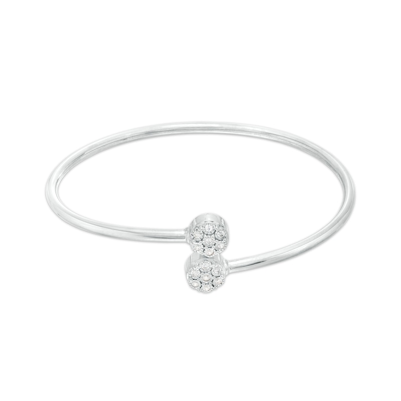 0.20 CT. T.W. Multi-Diamond Double Circle Bypass Flexible Bangle in Sterling Silver|Peoples Jewellers
