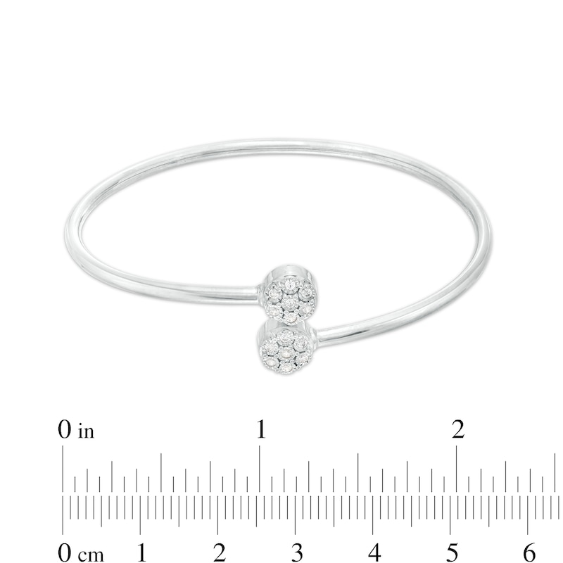 Main Image 3 of 0.20 CT. T.W. Multi-Diamond Double Circle Bypass Flexible Bangle in Sterling Silver