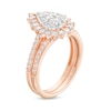 Thumbnail Image 3 of 0.95 CT. T.W. Pear-Shaped Multi-Diamond Flower Frame Bridal Set in 10K Rose Gold (J/I3)
