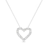Thumbnail Image 1 of 0.70 CT. T.W. Diamond Open Heart Pendant in Sterling Silver - 16"