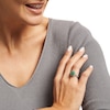 Thumbnail Image 2 of Oval Emerald and 0.25 CT. T.W. Diamond Double Scallop Frame Ring in 10K Gold